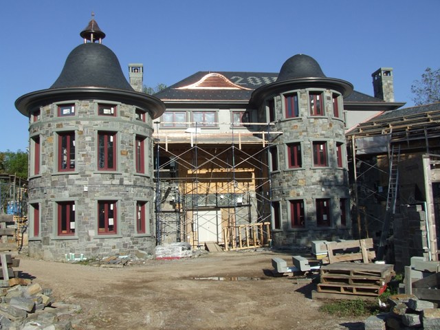 Slate roof with turrets