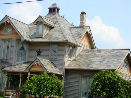 Natural slate roofing project by Rogers Roofing Inc.